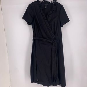 Lane Bryant Ruffle Black Stretch Faux Wrap Dress